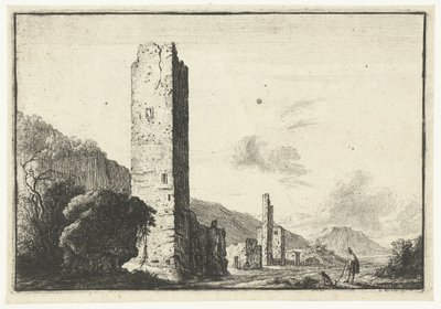 Paysage avec tour carrée - Anonymous