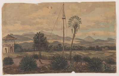 Paysage avec mât de drapeau - Anonymous