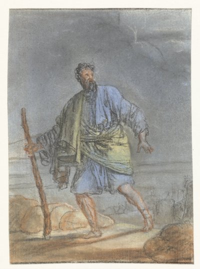 Homme marchant avec un bâton - Anonymous