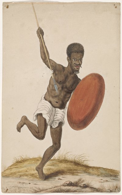 Guerrier malgache avec assegai et bouclier - Anonymous