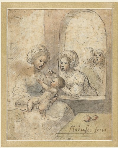 Marie avec enfant et trois autres figures - Anonymous