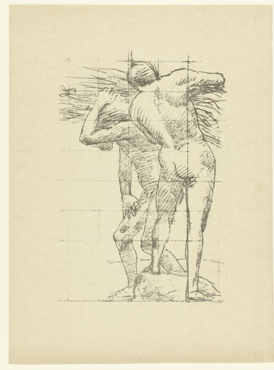 Étude de nu de deux hommes travaillant - Anonymous
