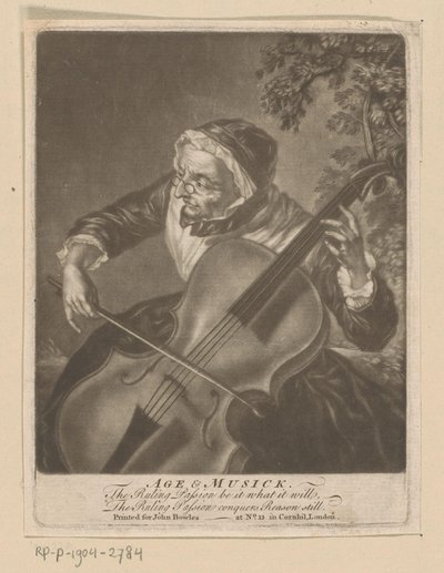 Vieille femme jouant du violoncelle - Anonymous