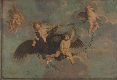 Putti avec un aigle sur des nuages - Anonymous