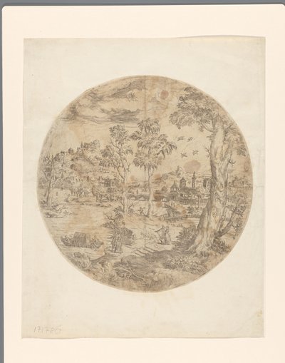 Paysage imaginaire rond - Anonymous