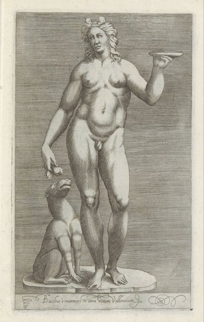 Sculpture de Bacchus et un chien - Anonymous