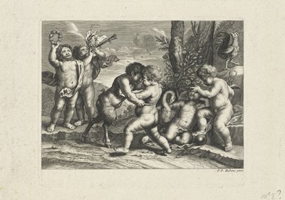 Putti jouant dans un paysage - Anonymous