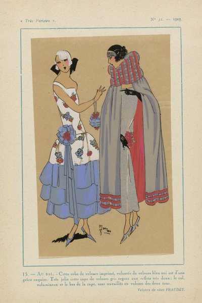 Très Parisien, 1923, No 11: 15. - AU BAL. - Cette robe de velours... - Anonymous