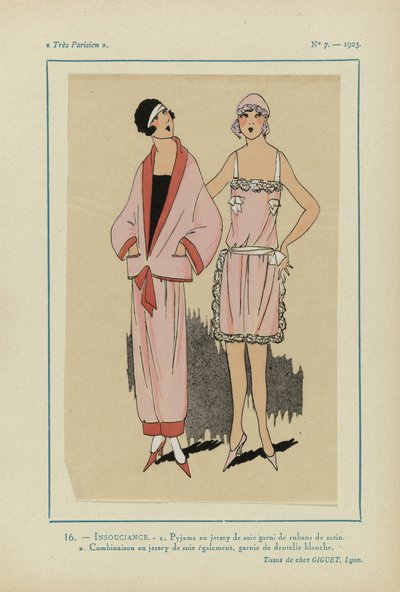 Très Parisien, 1923, No 7: 16.- INSOUCIANCE. - 1. Pyjama en jersey de soie - Anonymous