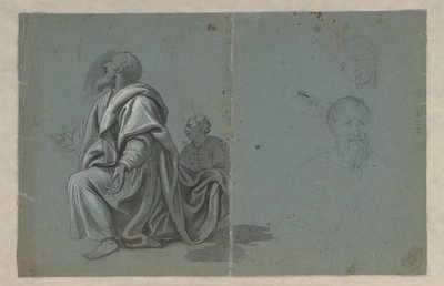 Deux figures agenouillées et deux études de tête - Anonymous