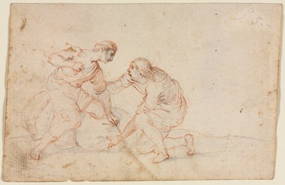 Deux Hommes Attachant un Fagot (recto) - Anonymous
