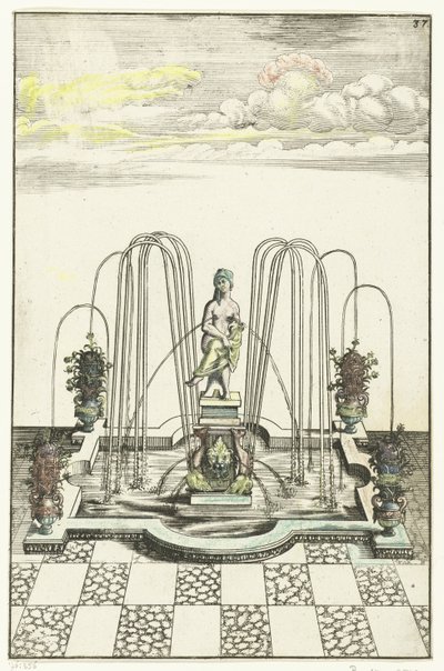 Bassin carré avec des saillies semi-circulaires - Anonymous