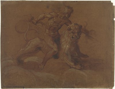 Jupiter assis sur un lion, sur des nuages - Anonymous