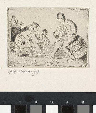 Femme assise et homme filant - Anonymous