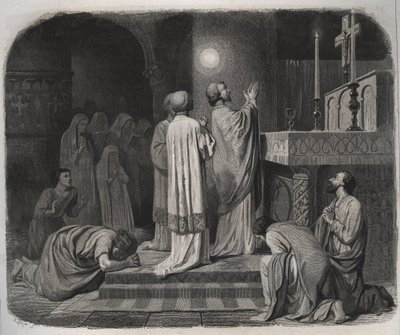 Un globe de feu apparaît au-dessus de SAINT MARTIN évêque de Tours (316-397) pendant qu