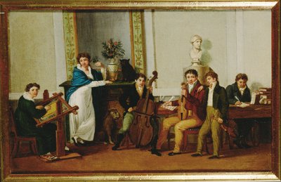Un trio pour cordes dans un décor bourgeois ... (peinture sur toile) - Anonymous Anonymous