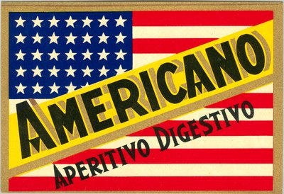 Publicité pour le short drink italien Americano, avec drapeau américain - Anonymous Anonymous