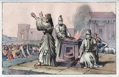 Civilisation persane antique : mages, prêtres officiels et disciples de Zarathoustra (gravure de 
