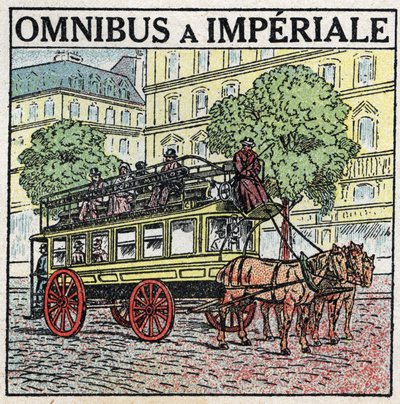 Traction animale : omnibus à impériale au 19e siècle. Illustration anonyme de 1925. Collection privée. - Anonymous Anonymous