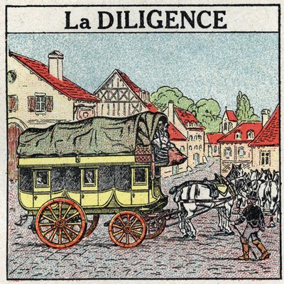 Traction animale : la diligence. Illustration anonyme de 1925. Collection privée. - Anonymous Anonymous