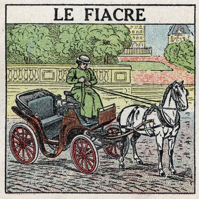 Traction animale : le fiacre. Illustration anonyme de 1925. Collection privée. - Anonymous Anonymous