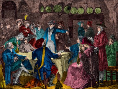 Arrestation du roi Louis XVI et de la famille royale à Varennes en 1791, Gravure, Collection privée - Anonymous Anonymous