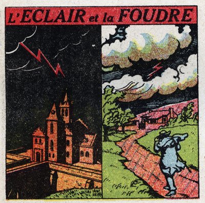 Électricité atmosphérique : foudre et éclairs. Illustration anonyme de 1925. Collection privée. - Anonymous Anonymous