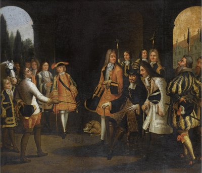 Audience de Louis XIV avec le tsar Pierre le Grand à Versailles - Anonymous Anonymous