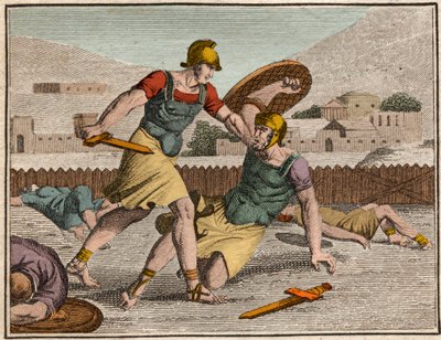 Bataille des Horaces et des Curiaces - Bataille entre les Horatii et les Curiatii - Gravure de « Le Rollin de la Jeunesse ou Pièces Choisies des Histoires Anciennes et Romaines » 1816 - Collection privée - Anonymous Anonymous