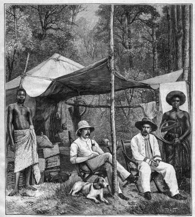 Camp de la mission dirigée par le capitaine Binger à Afforenou (Côte d