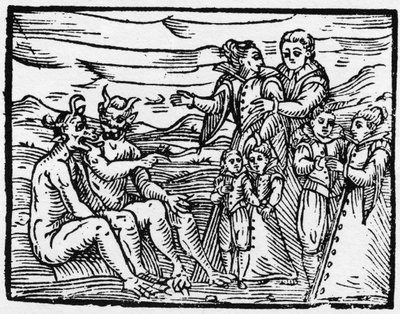 Enfant admis au sabbat pour la première fois - "Compendium Maleficarum", traite des sorcières, de leurs maux et de leurs sortilèges par Francesco Maria Guazzo ou Guaccio ou Guaccius (15?? -16??) 1608 Collection Privée - Anonymous Anonymous