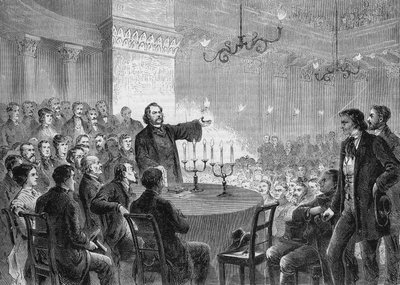 Conférence du réformateur Johannes (Jean) Ronge (1813-1887) à Vienne en 1868. Il a fondé l