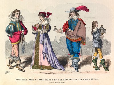 Costumes de seigneurs, dame et page avant l