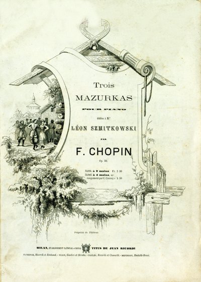 Couverture de «Trois mazurkas pour piano, Opus 50» dédiée à Leon Szmitkowski composée par Frédéric Chopin (1810-1849) - Anonymous Anonymous