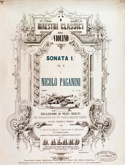 Couverture de la partition musicale de la Sonate 1, op 2 par N Paganini - Anonymous Anonymous
