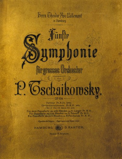 Couverture de la partition de la Symphonie n° 5 en mi mineur Opus 64 de Piotr Ilitch Tchaïkovski - Anonymous Anonymous