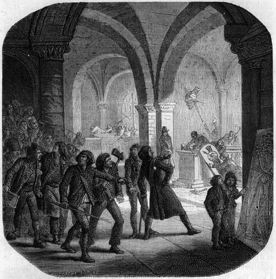 Destruction des tombes royales de la monarchie française dans l