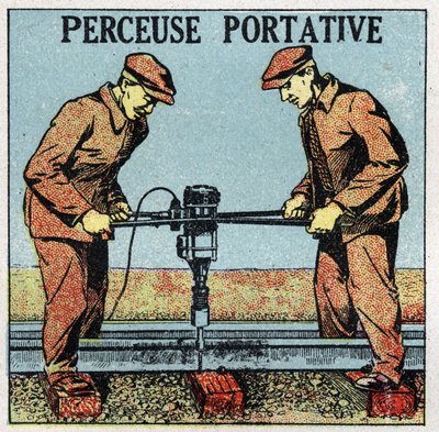 Outils électriques: perceuse portative. Illustration anonyme de 1925. Collection privée. - Anonymous Anonymous