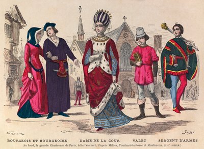 Bourgeois et bourgeoise, Dame de la Cour, valet, sergent d