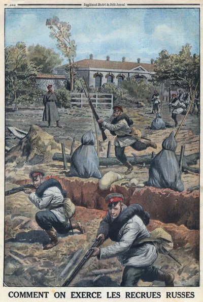 Première Guerre mondiale 1914-1918. Entraînement des jeunes soldats recrutés par l