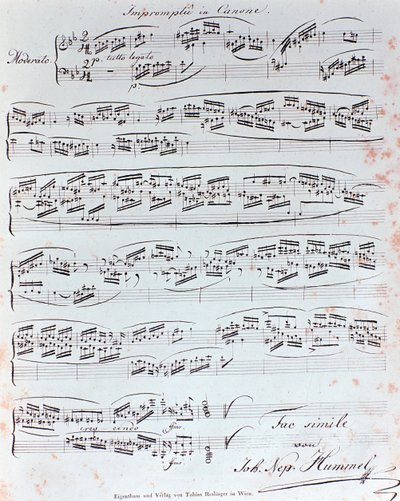 Première page de la méthode de piano par J. N. Hummel (19e siècle) - Anonymous Anonymous