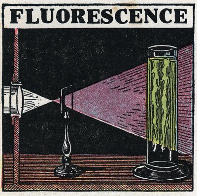 Fluorescence : preuve de la fluorescence des corps. Illustration anonyme de 1925. Collection privée. - Anonymous Anonymous
