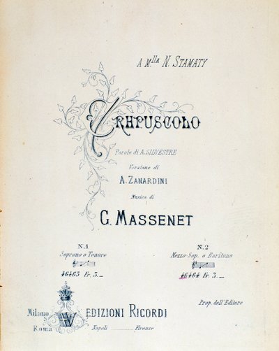 Frontispice de Crépuscule, poème pastoral n°5 par Jules Massenet - Anonymous Anonymous