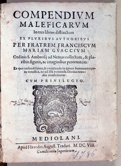 Frontispice du Compendium maleficarum par Guazzo sur la démonologie et la sorcellerie (Gravure) - Anonymous Anonymous