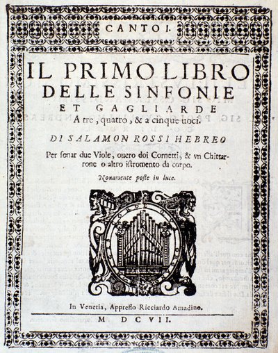 Frontispice de Primo libro di sinfonie e gagliarde par Salomone Rossi - Anonymous Anonymous