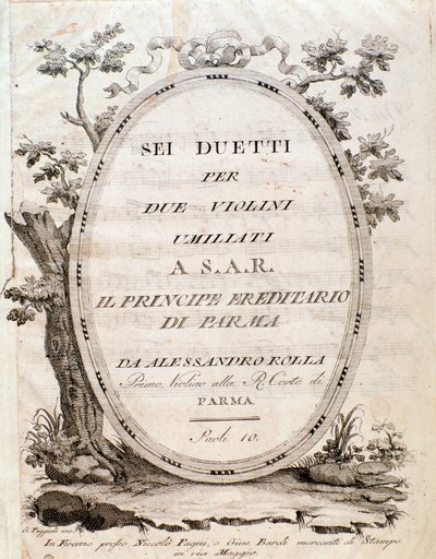 Frontispice de la partition musicale de Six duos pour deux violons par Rolla - Anonymous Anonymous