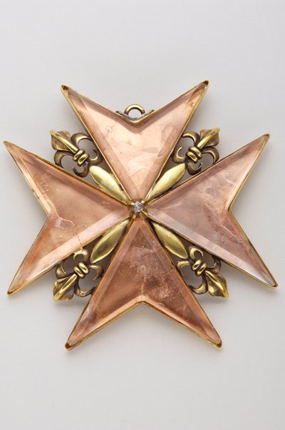 Grand-Duché de Toscane - Ordre de Saint-Étienne: croix de prieur ou bailli - avers - Modèle du 17ème siècle - Bronze doré, cuivre et cristal taillé - D: 9,7 cm; poids: 70 g - Collection privée - Anonymous Anonymous