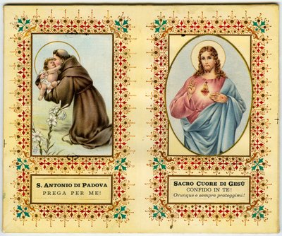 Image pieuse : Saint Antoine de Padoue et Jésus avec le Sacré-Cœur - Anonymous Anonymous