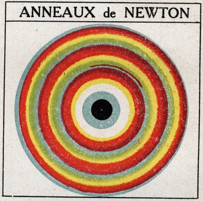 Interférences : anneaux par Isaac Newton (1642-1727). Illustration anonyme de 1925. Collection privée. - Anonymous Anonymous