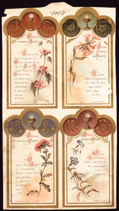 Jésus source de ma pureté Prières. Image pieuse. Carte postale. Début du 20e siècle. Collection privée - Anonymous Anonymous